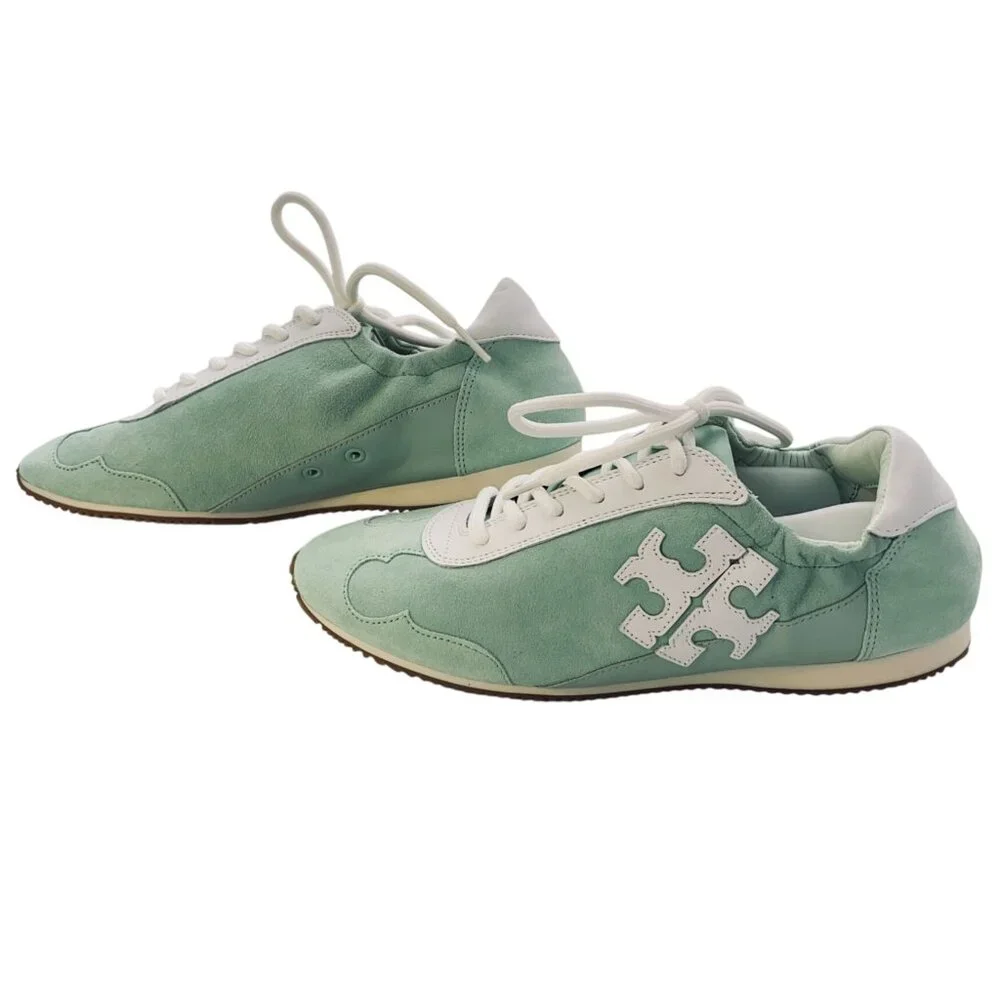 Tory Burch Mint Green & White Leather & Suede Sneakers Womens Size 7.5M - Picture 6 of 13